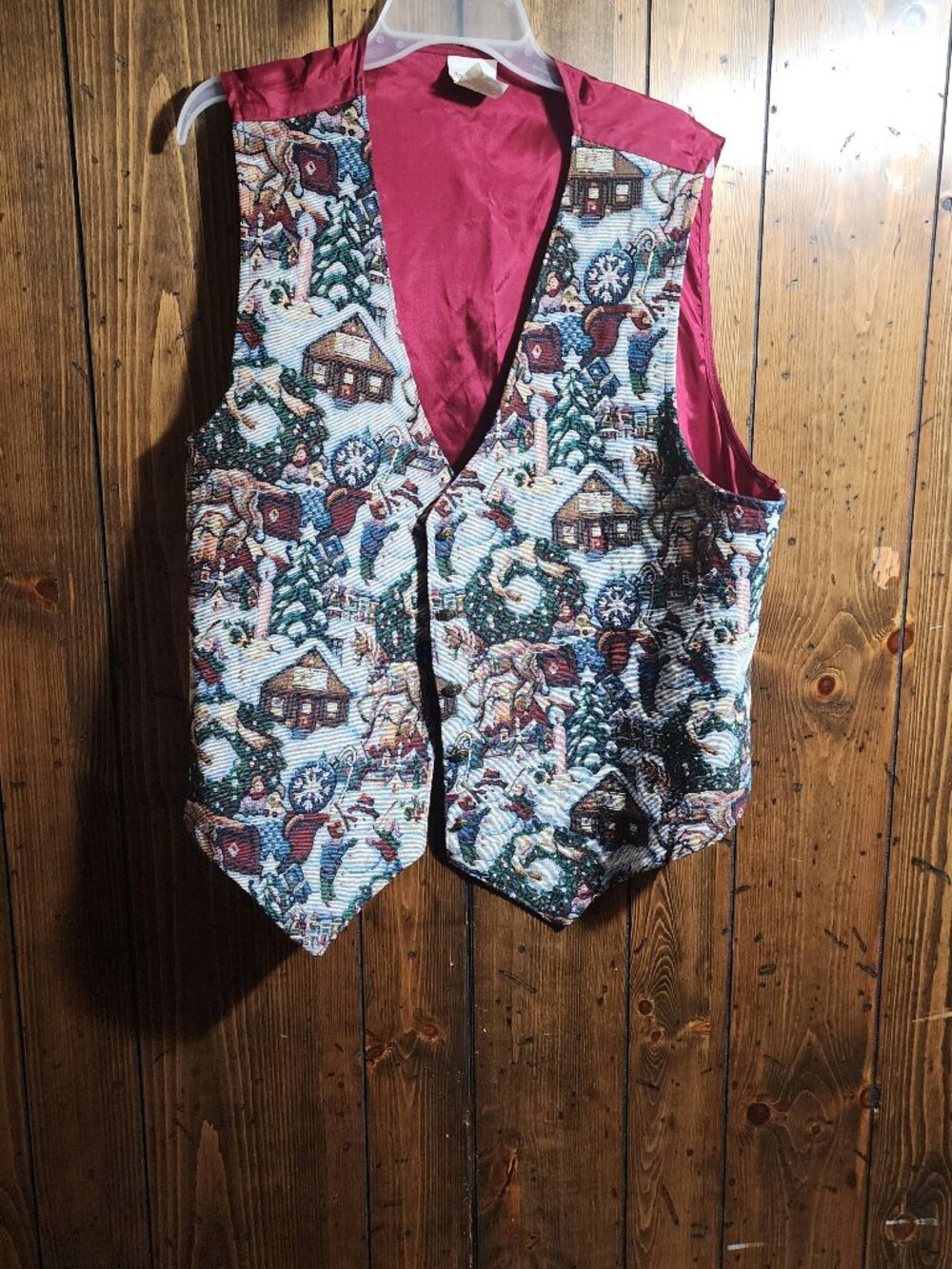 Vintage Bobbie Brooks Christmas Village Tapestry Vest Cottagecore
